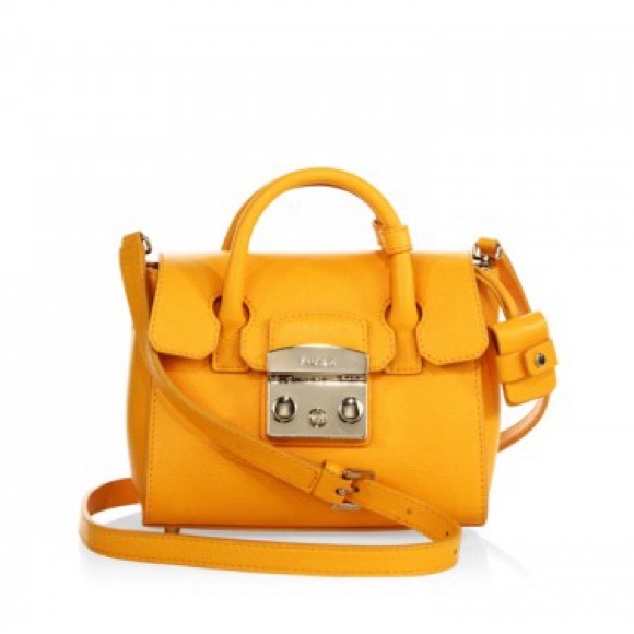 Furla Metropolis Mini Leather Satchel In Giallo - Picture 1 of 7